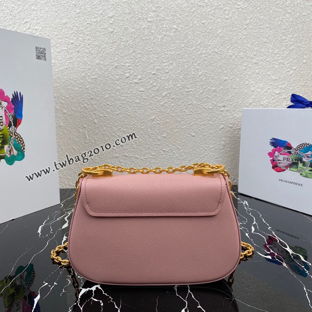 Prada專櫃新款Saffiano皮革女包 1BD275 普拉達全銅古金鏈條斜挎單肩女包 csp1448
